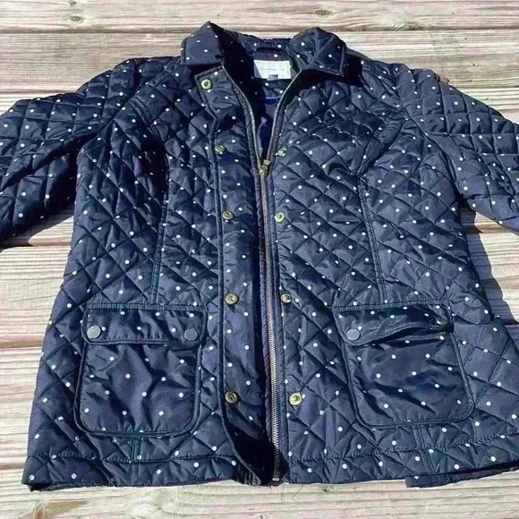 Charter Club polka dot quilted jacket with pockets zipper and button closure L - Picture 4 of 9